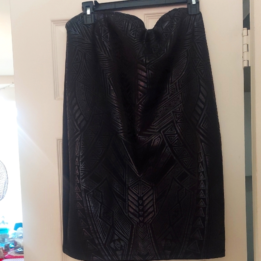 2B Bebe Black Ruched Pencil Skirt Cocktail